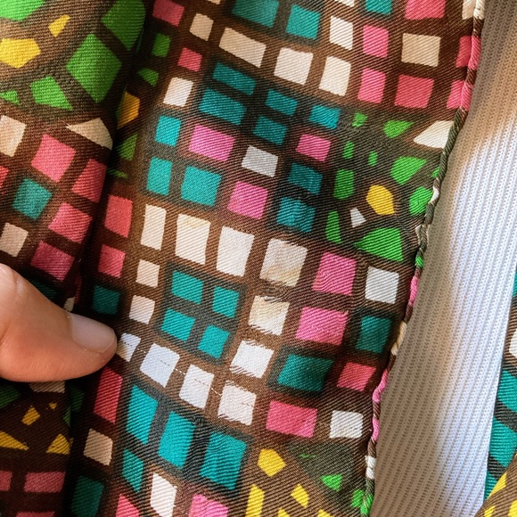 Vintage Saks Fifth Avenue Silk Made in Switzerland Stained Glass Motif Scarf - Picture 11 of 13